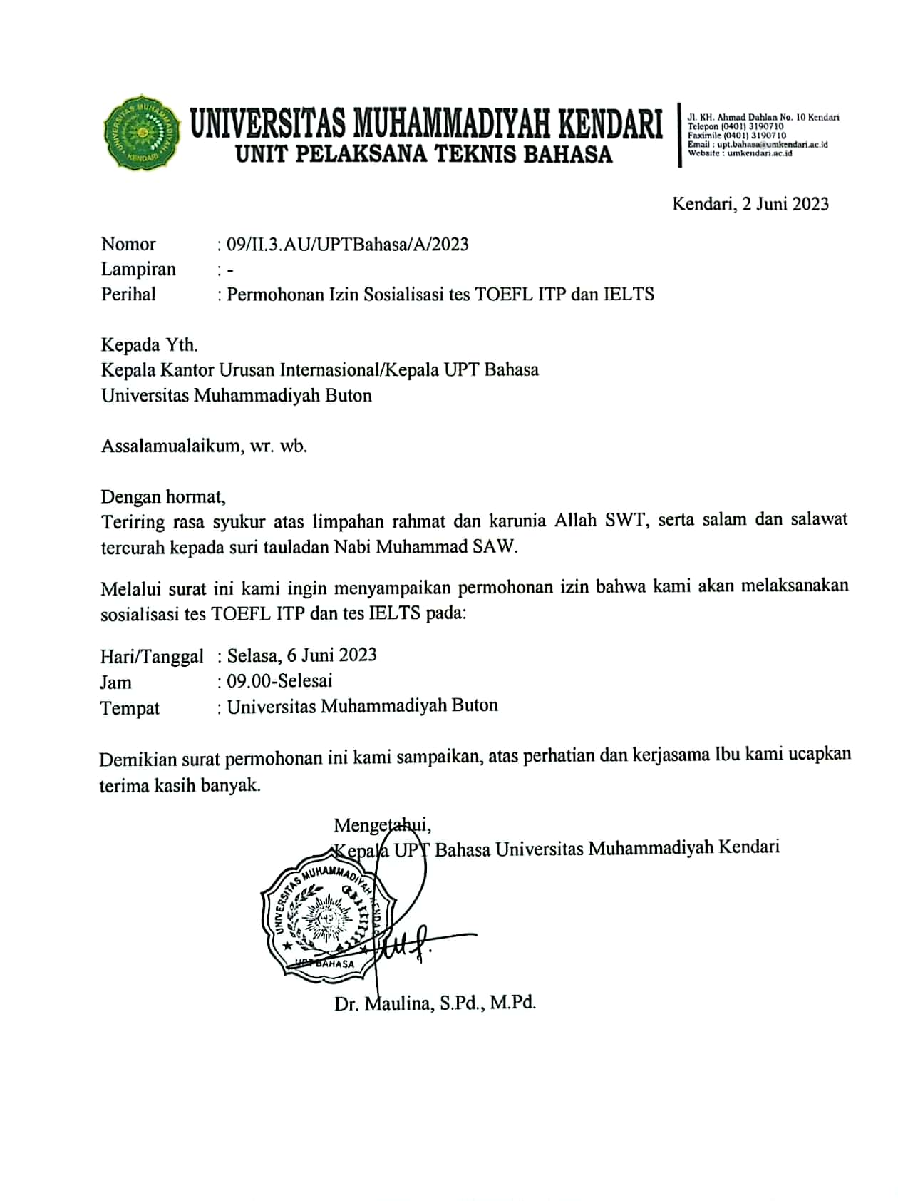 HIMBAUAN MENGIKUTI KEGIATAN SOSIALISASI TES TOEFL ITP DAN IELTS